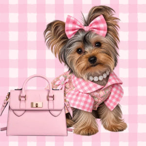 Pretty in Pink Yorkshire Terrier Wall Art,Printable Digital Wall Art,4 Designs