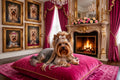 Luxury Yorkshire Terrier Printable Digital Art,Pink Dog Art