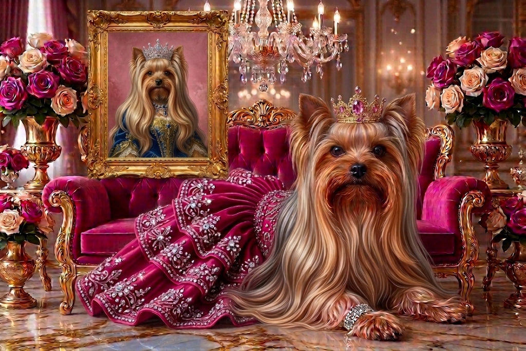 Glamorous Yorkie Dog Wall Art,Digital Download,Printable Glamorous Dog Decor,All Sizes,2 Designs,Pink,Luxury,All Sizes