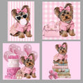Pretty in Pink Yorkshire Terrier Wall Art,Printable Digital Wall Art,4 Designs