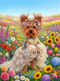 Floral Yorkie in Elegant Gown Wall Art,Printable Digital Download