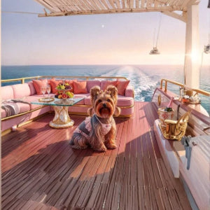 Malibu Yorkshire Terrier Printable Digital Art,Pink Dog Art,2 Designs