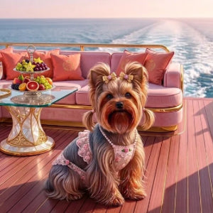 Malibu Yorkshire Terrier Printable Digital Art,Pink Dog Art,2 Designs