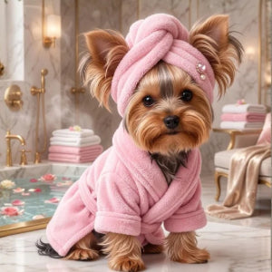 5-Piece Yorkie Printable Wall Art Bundle,Pink,Digital Download