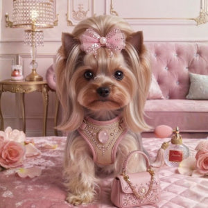 5-Piece Yorkie Printable Wall Art Bundle,Pink,Digital Download