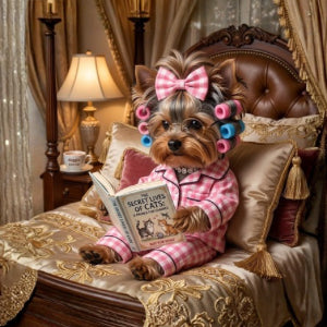 5-Piece Yorkie Printable Wall Art Bundle,Pink,Digital Download