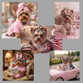 5-Piece Yorkie Printable Wall Art Bundle,Pink,Digital Download
