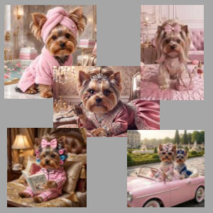 5-Piece Yorkie Printable Wall Art Bundle,Pink,Digital Download