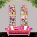 Pink Luxury Yorkie Dog Wall Art Set of 4 Printable Digital Download