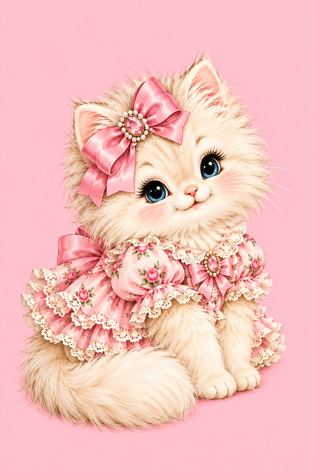 Pink Princess Kitten Printable Wall Art
