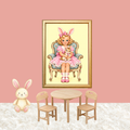 Vintage Bunny Girl Printable Wall Art, Pink Nursery Decor,Shabby Chic Digital Download
