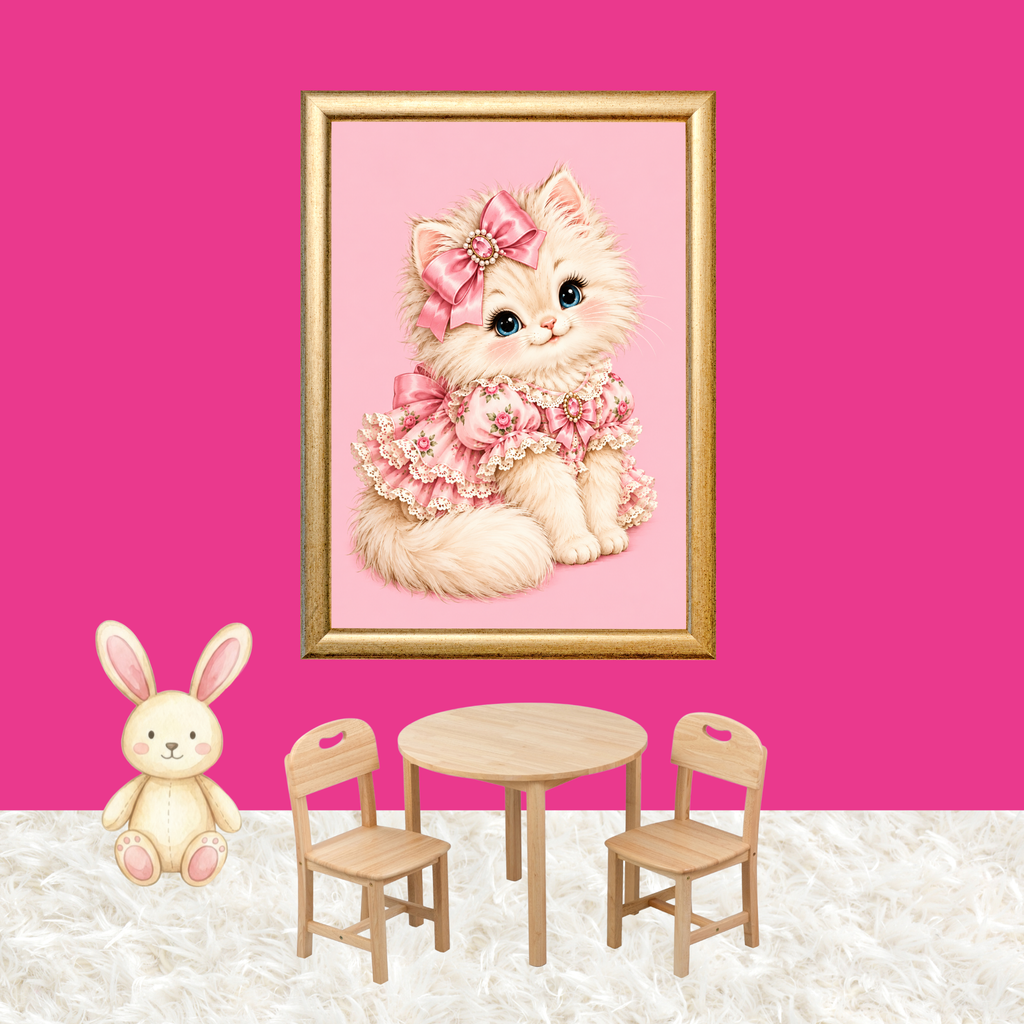 Pink Princess Kitten Printable Wall Art