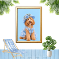 Blue Floral Labradoodle Printable Wall Art