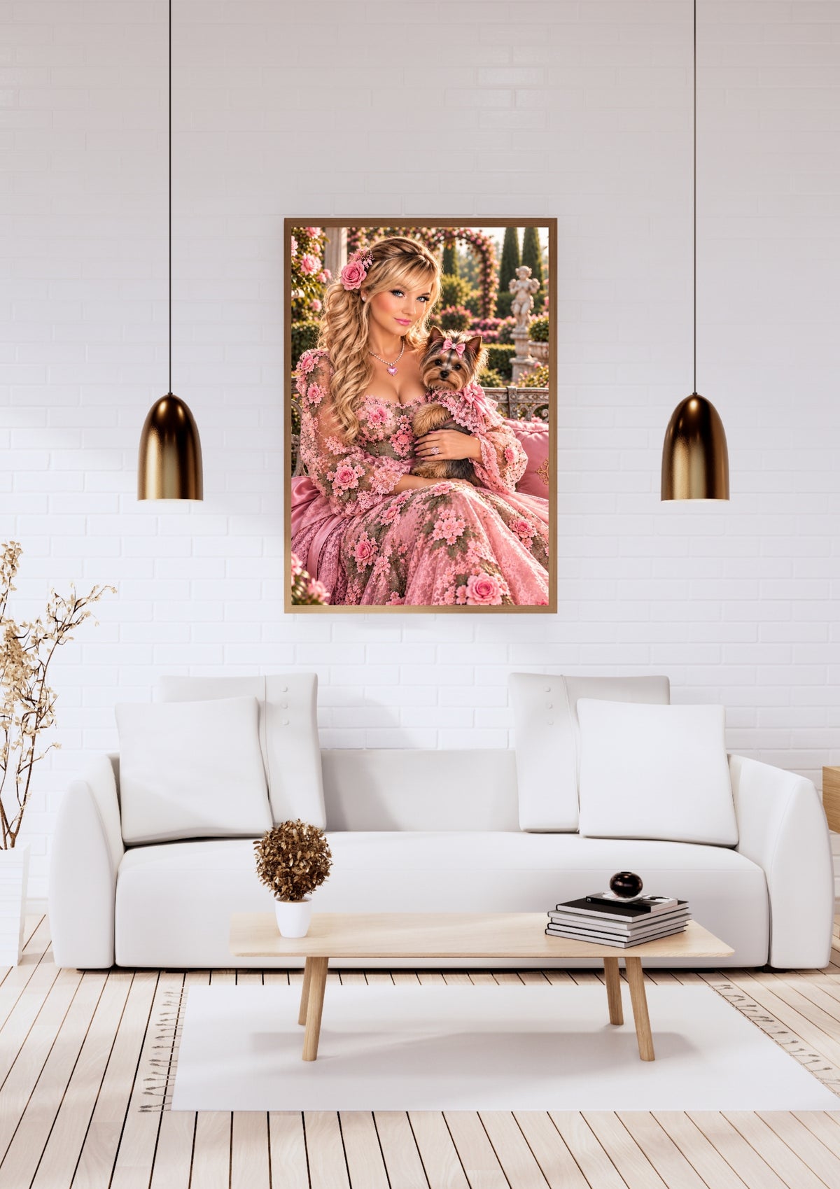 Pink Yorkie Wall Art Set of 2 Printable Romantic Dog Mom Decor