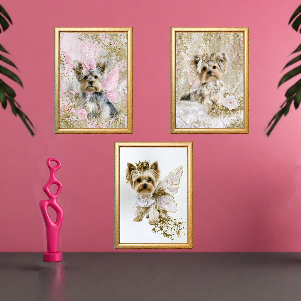 Royal Fairy Yorkie Wall Art – Set of 3 Digital Prints