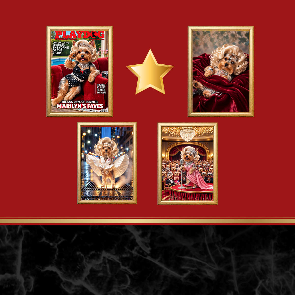 Marilyn Monroe Yorkie Dog Wall Art 4 Designs Digital Download