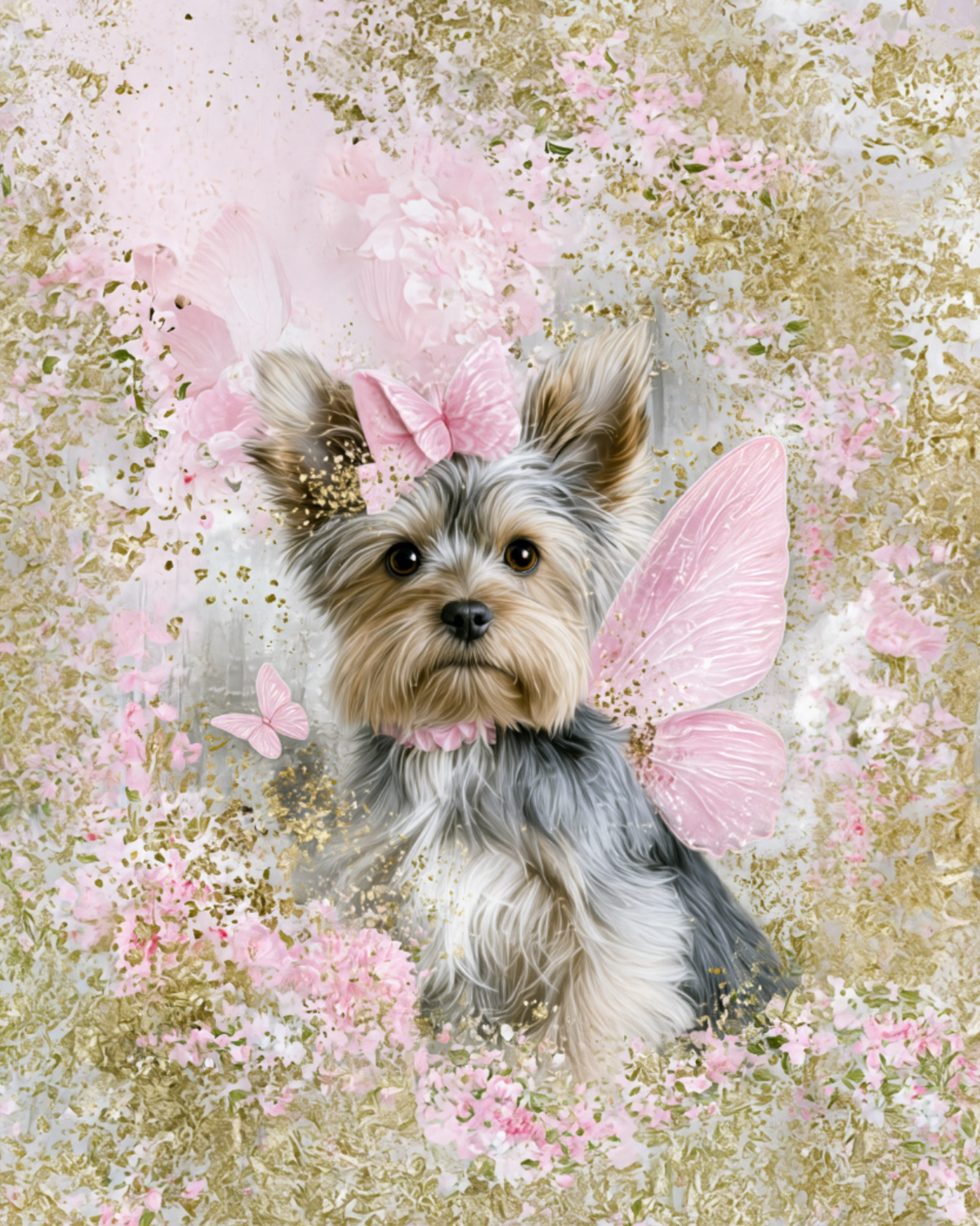 Royal Fairy Yorkie Wall Art – Set of 3 Digital Prints