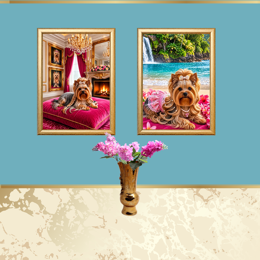 Set of 2 Yorkie Digital Downloads Printable Wall Art