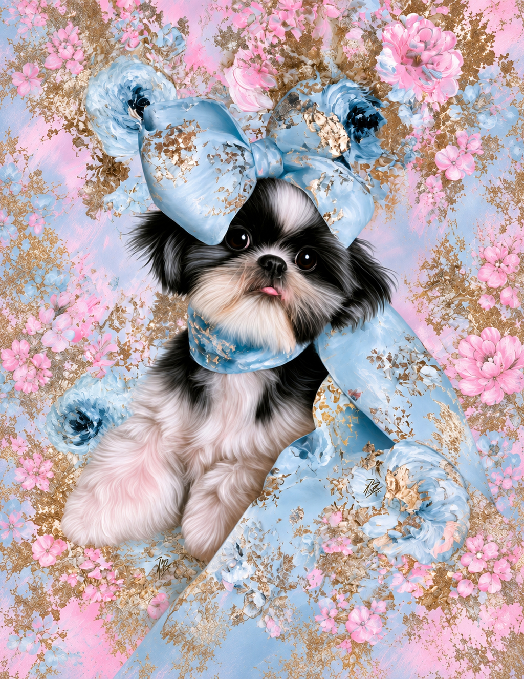 Luxury Shih Tzu Printable Dog Wall Art 4 Piece Digital Download