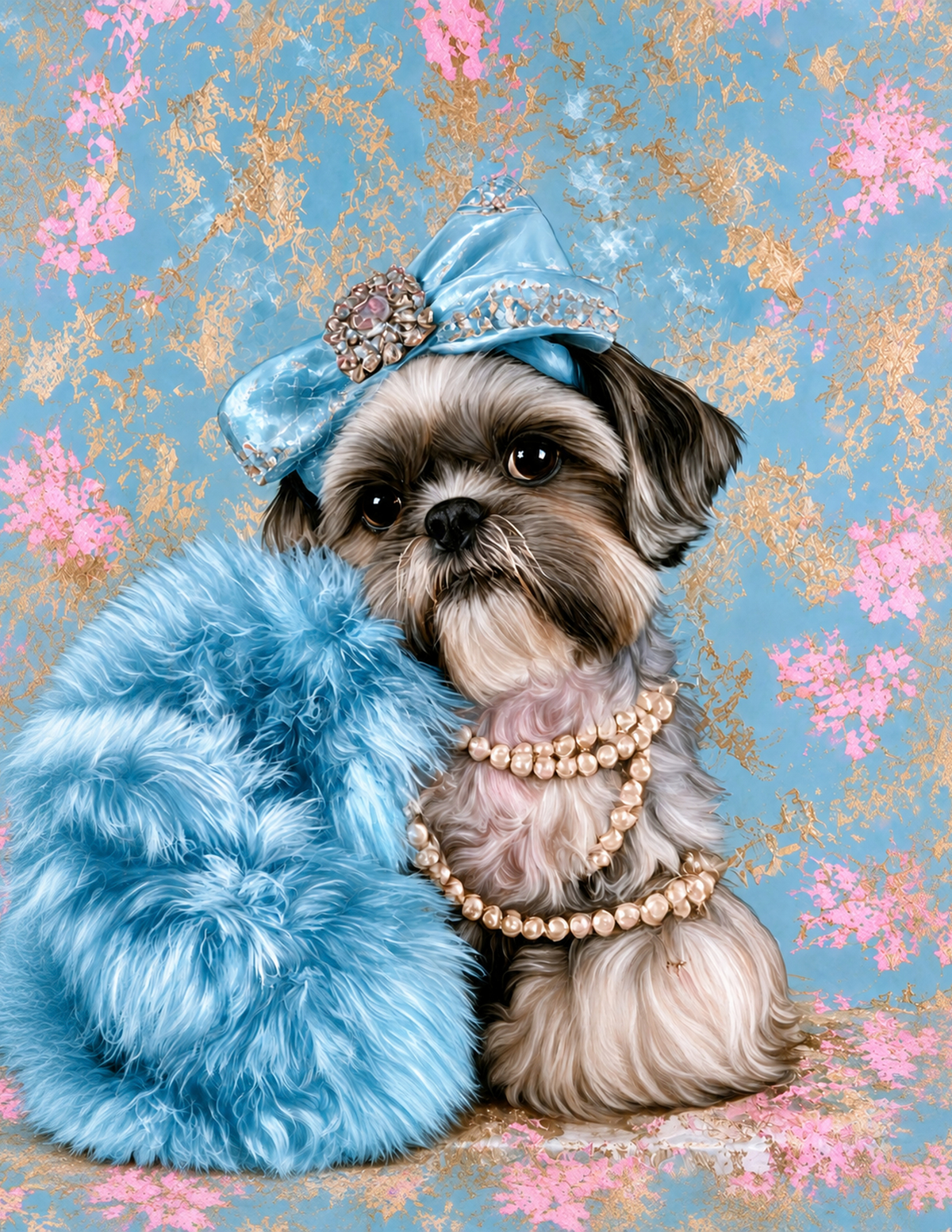 Luxury Shih Tzu Printable Dog Wall Art 4 Piece Digital Download