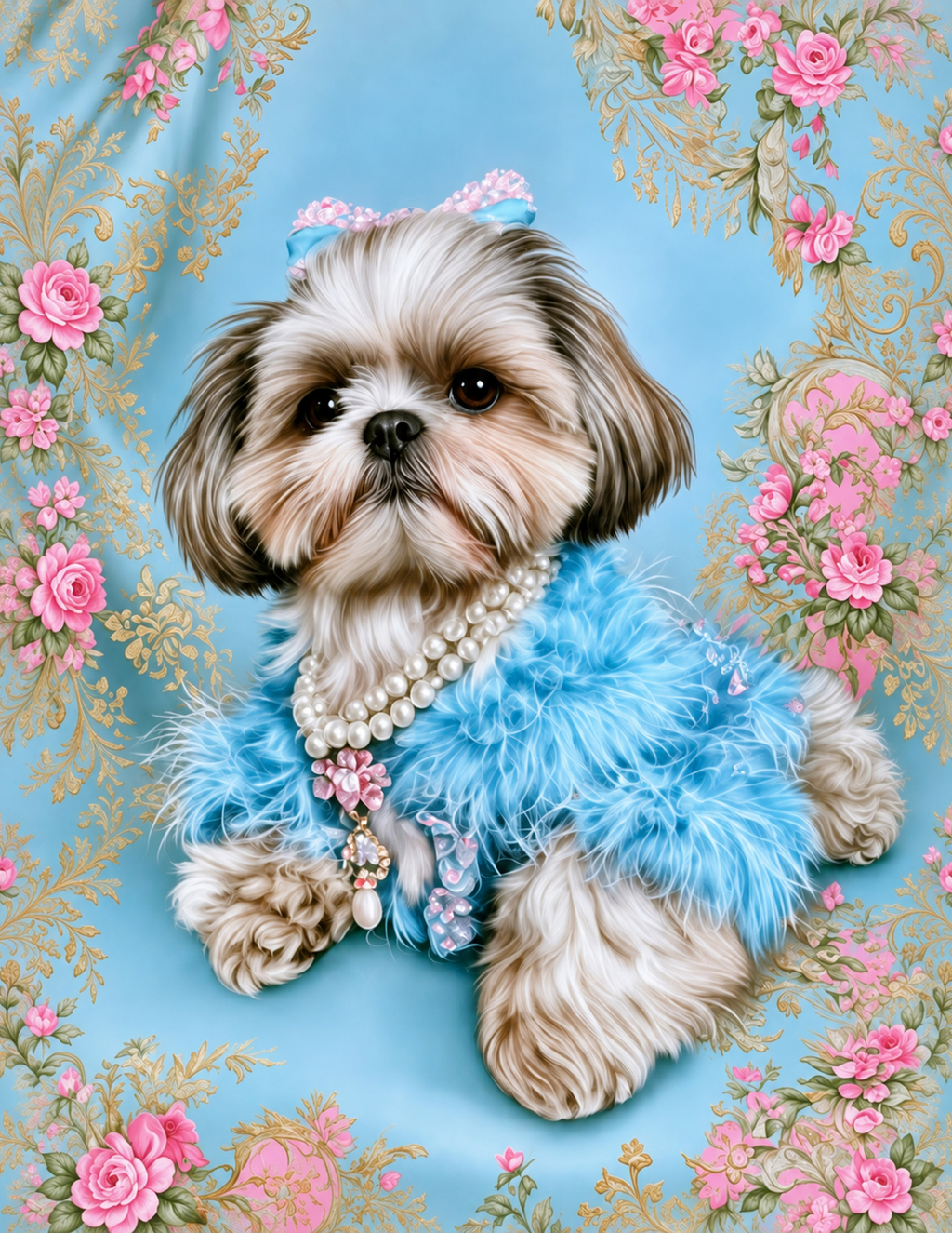 Luxury Shih Tzu Printable Dog Wall Art 4 Piece Digital Download