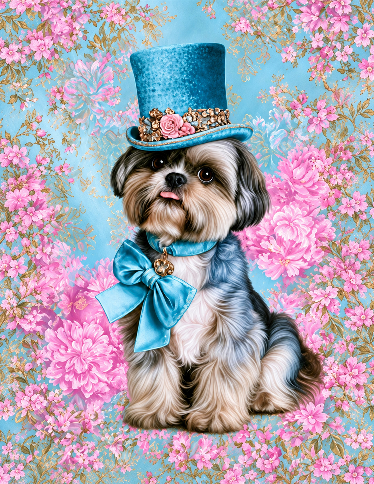 Luxury Shih Tzu Printable Dog Wall Art 4 Piece Digital Download