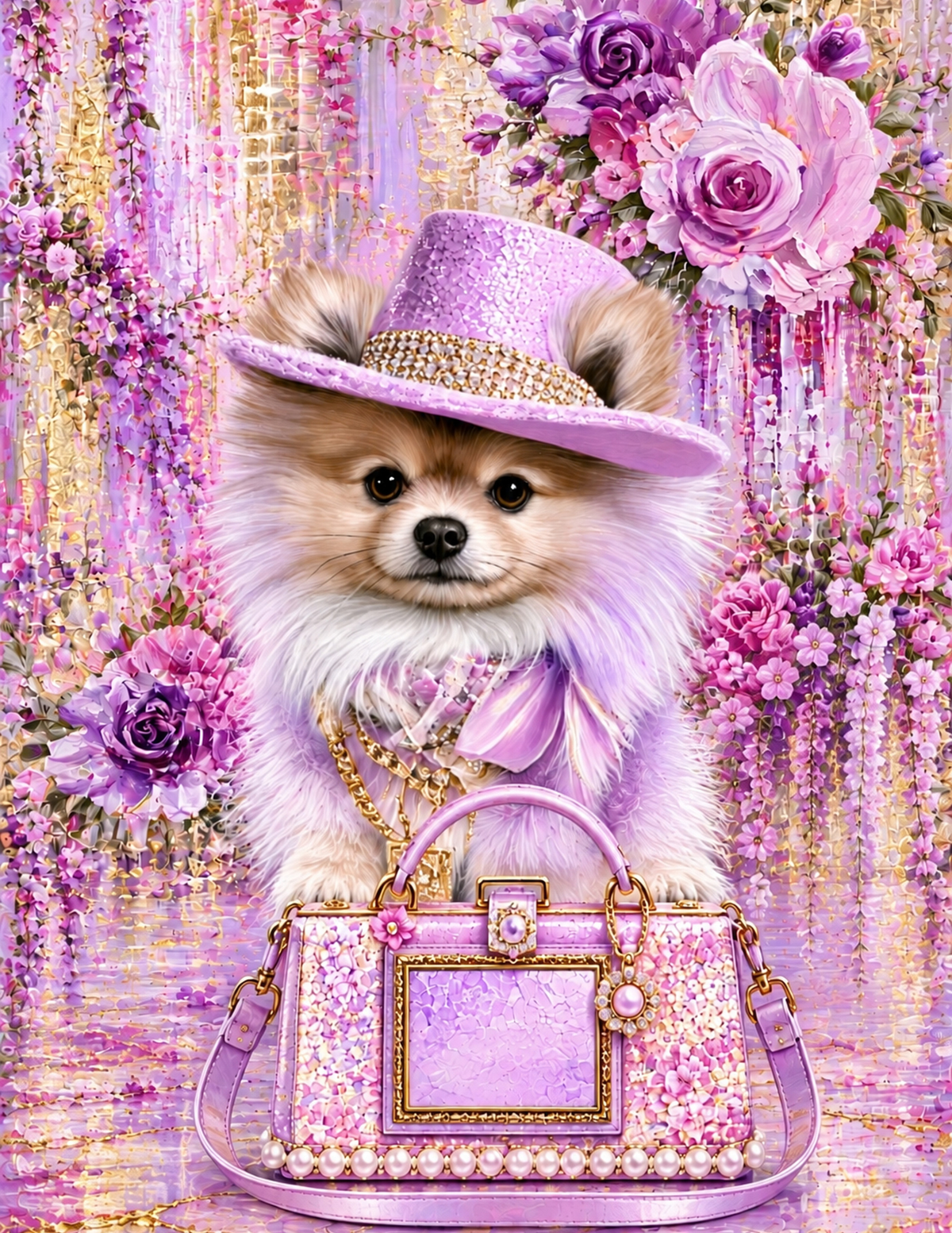 Pomeranian Printable Dog Wall Art 4 Piece Digital Download