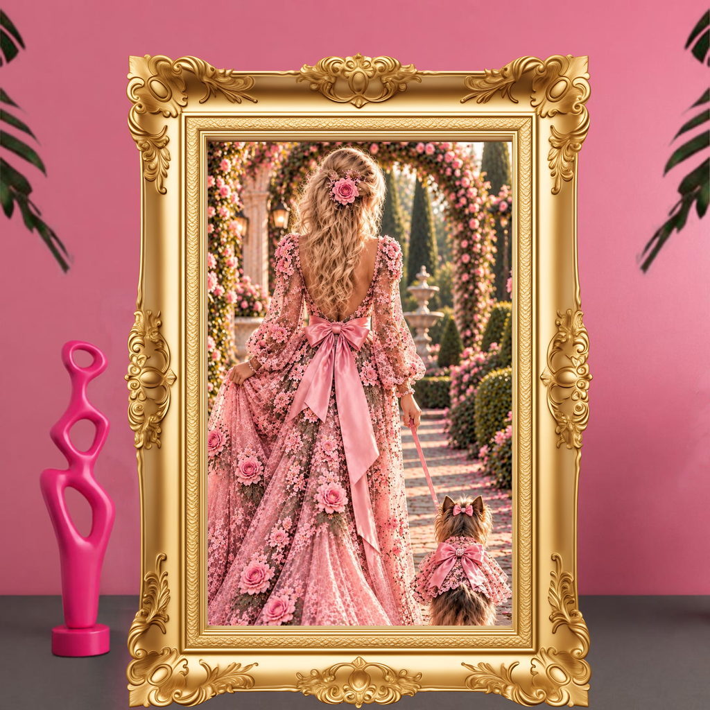 Pink Yorkie Wall Art Set of 2 Printable Romantic Dog Mom Decor