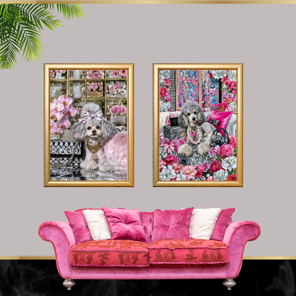 Poodle Wall Art Set of 2 Glamorous Poodle Printable Art Digital Download