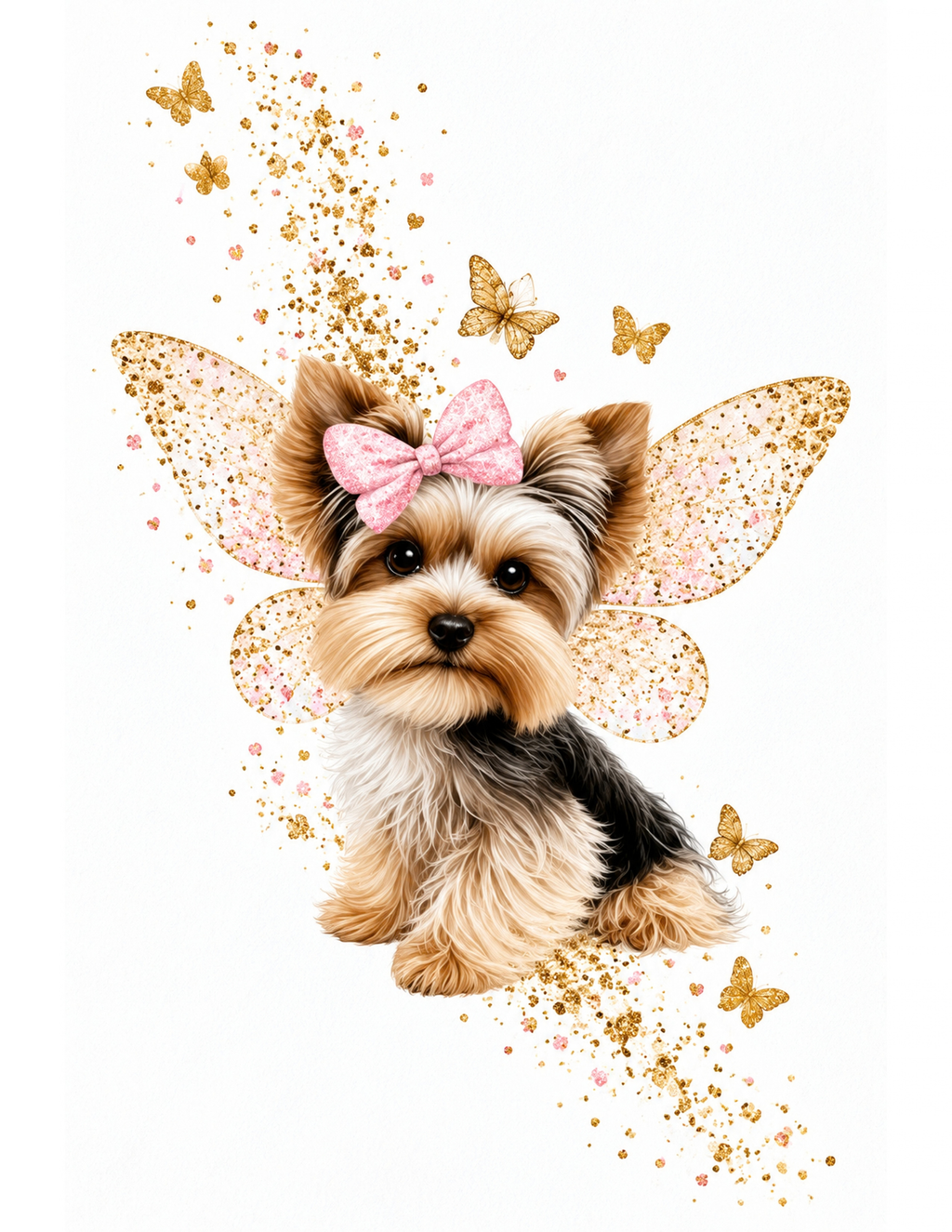Pink Butterfly Yorkie Wall Art – Set of 3 Digital Prints