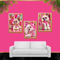 Pink Pop Art Poodle Dog Wall Art Set of 3 Digital Download