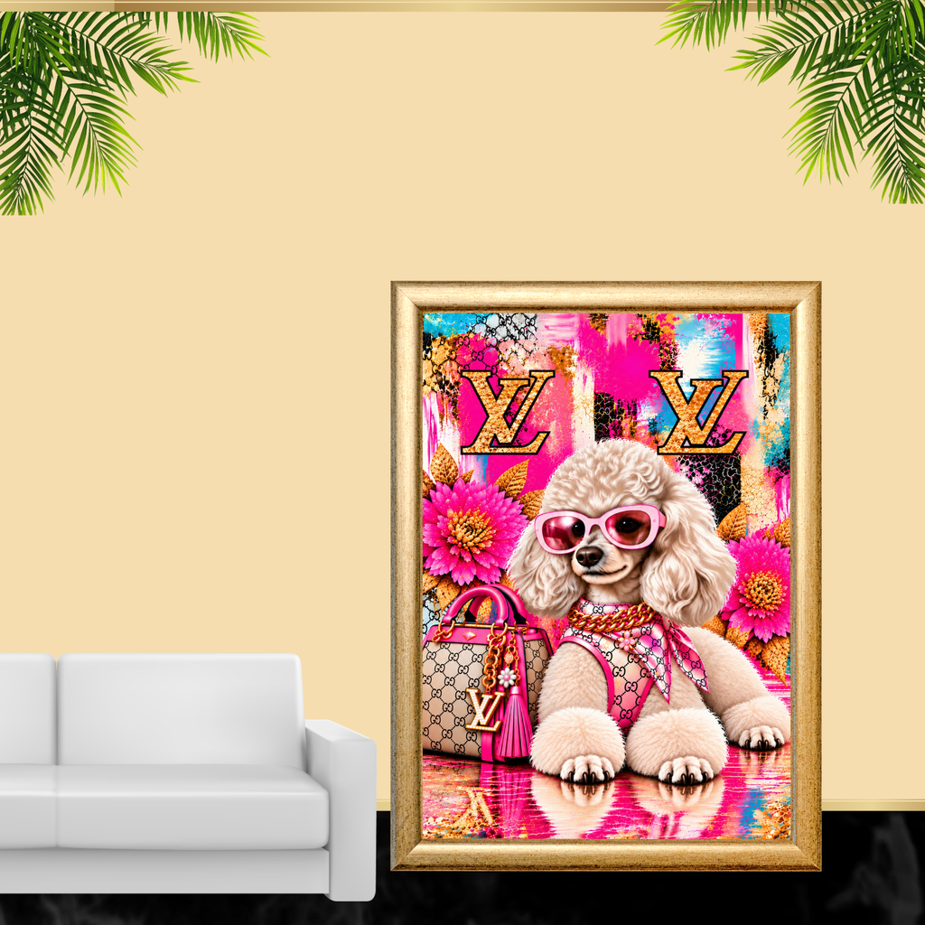Pink Pop Art Poodle Dog Wall Art Set of 3 Digital Download