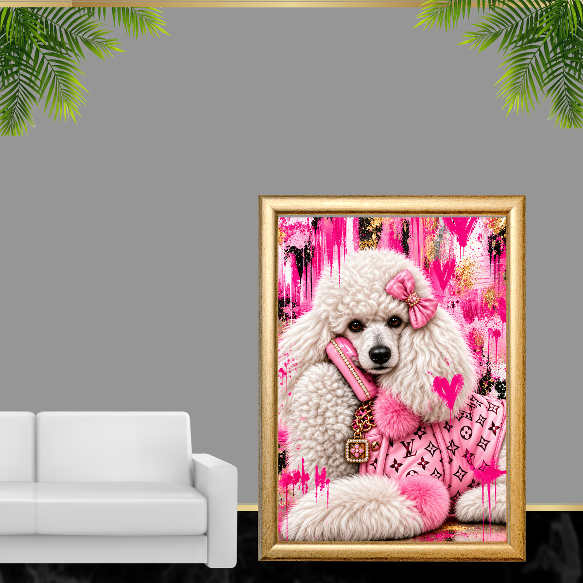 Pink Pop Art Poodle Dog Wall Art Set of 3 Digital Download