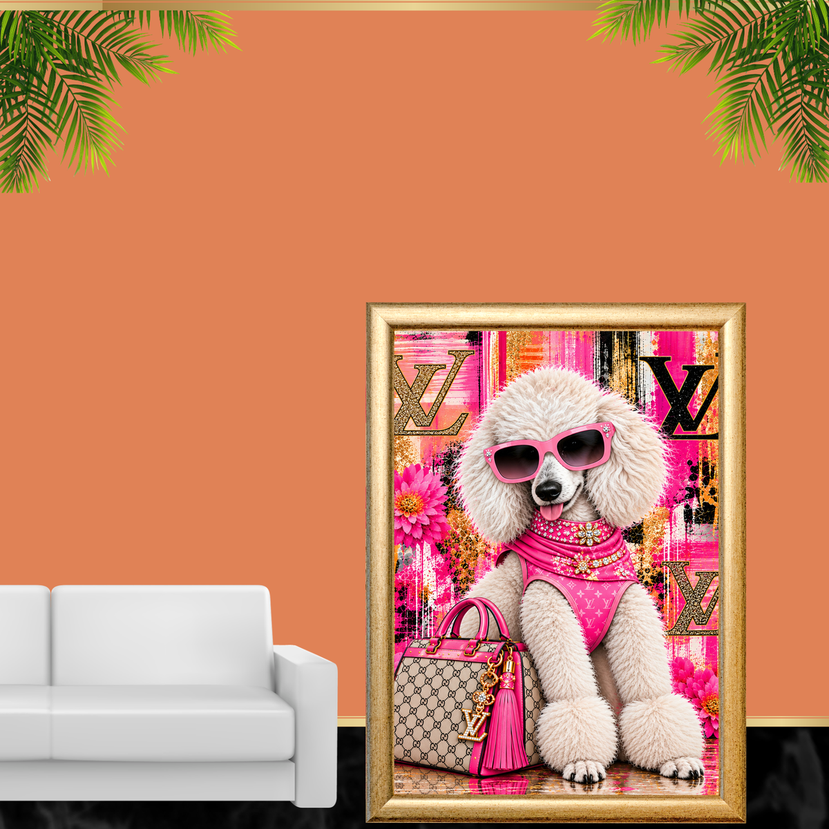 Pink Pop Art Poodle Dog Wall Art Set of 3 Digital Download
