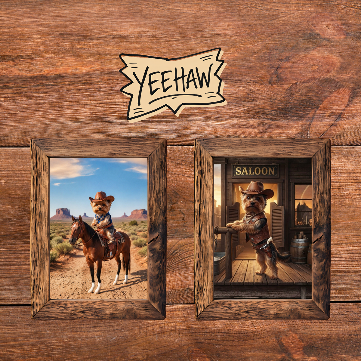 Old West Yorkie Dog Wall Art 2 Designs Printable Digital Download