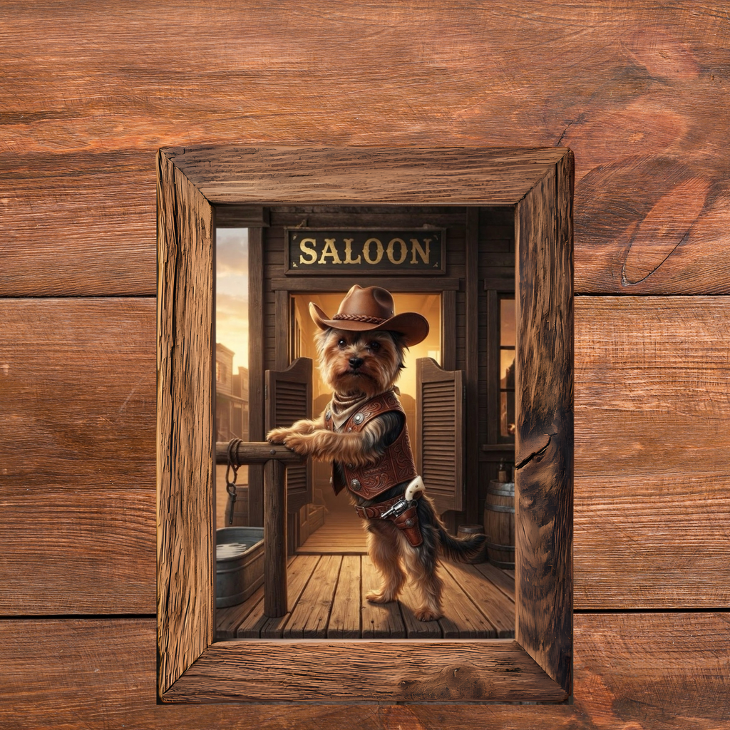 Old West Yorkie Dog Wall Art 2 Designs Printable Digital Download