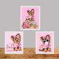 Pink Yorkie Wall Art Set of 3 Yorkshire Terrier Printable Digital Download