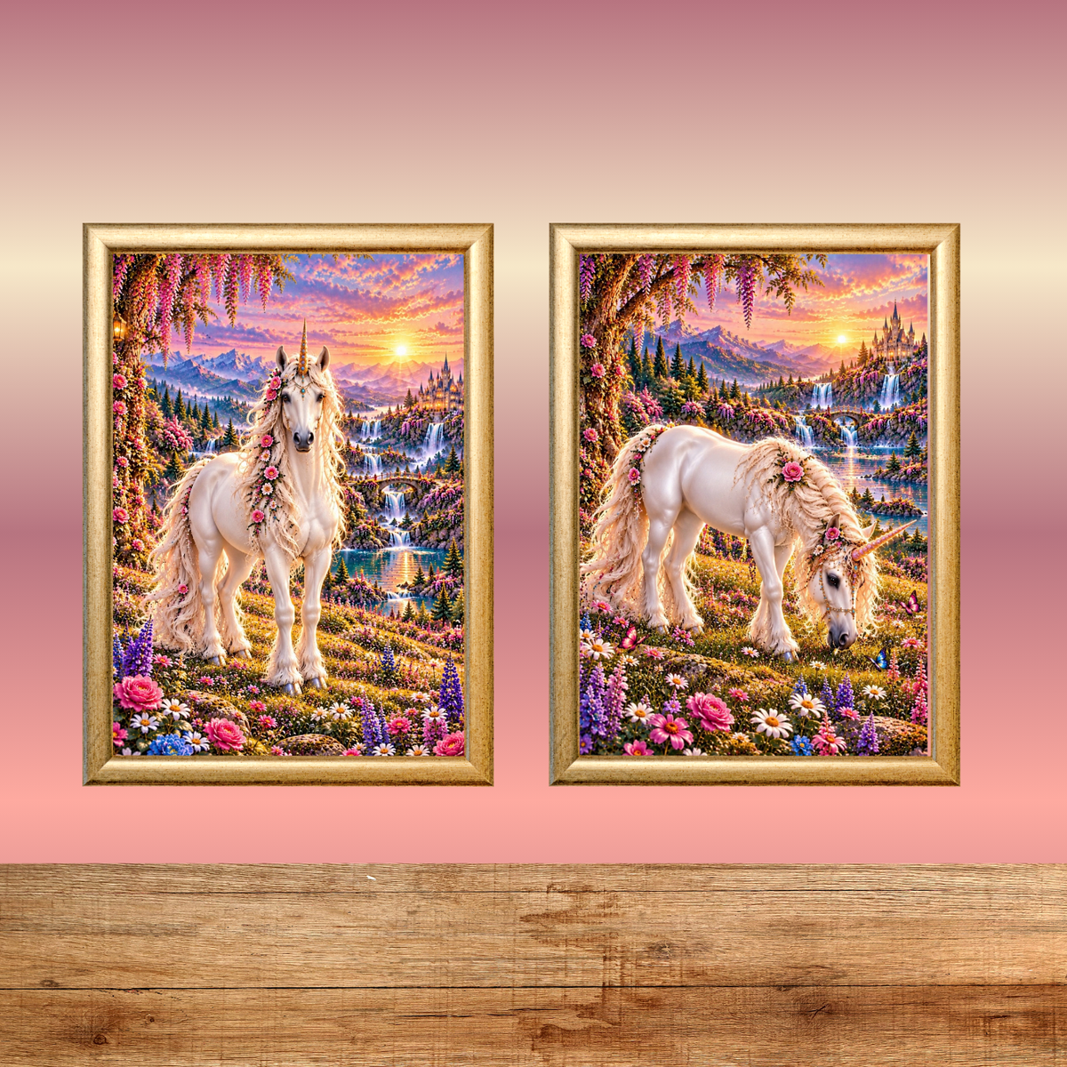 Unicorn Wall Art Set of 2 Pink Unicorn Digital Download