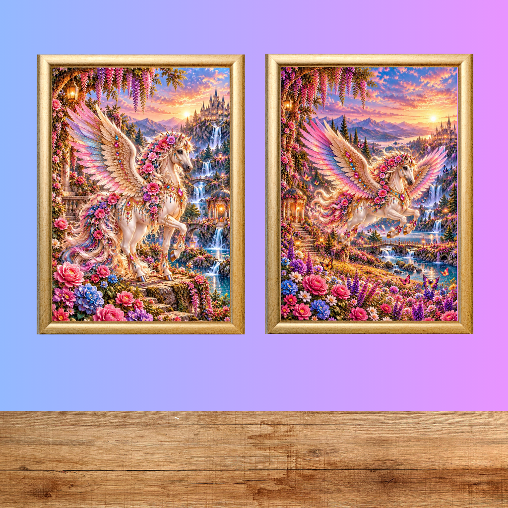 Pegasus Printable Wall Art Set of 2, Fantasy Unicorn Digital Download