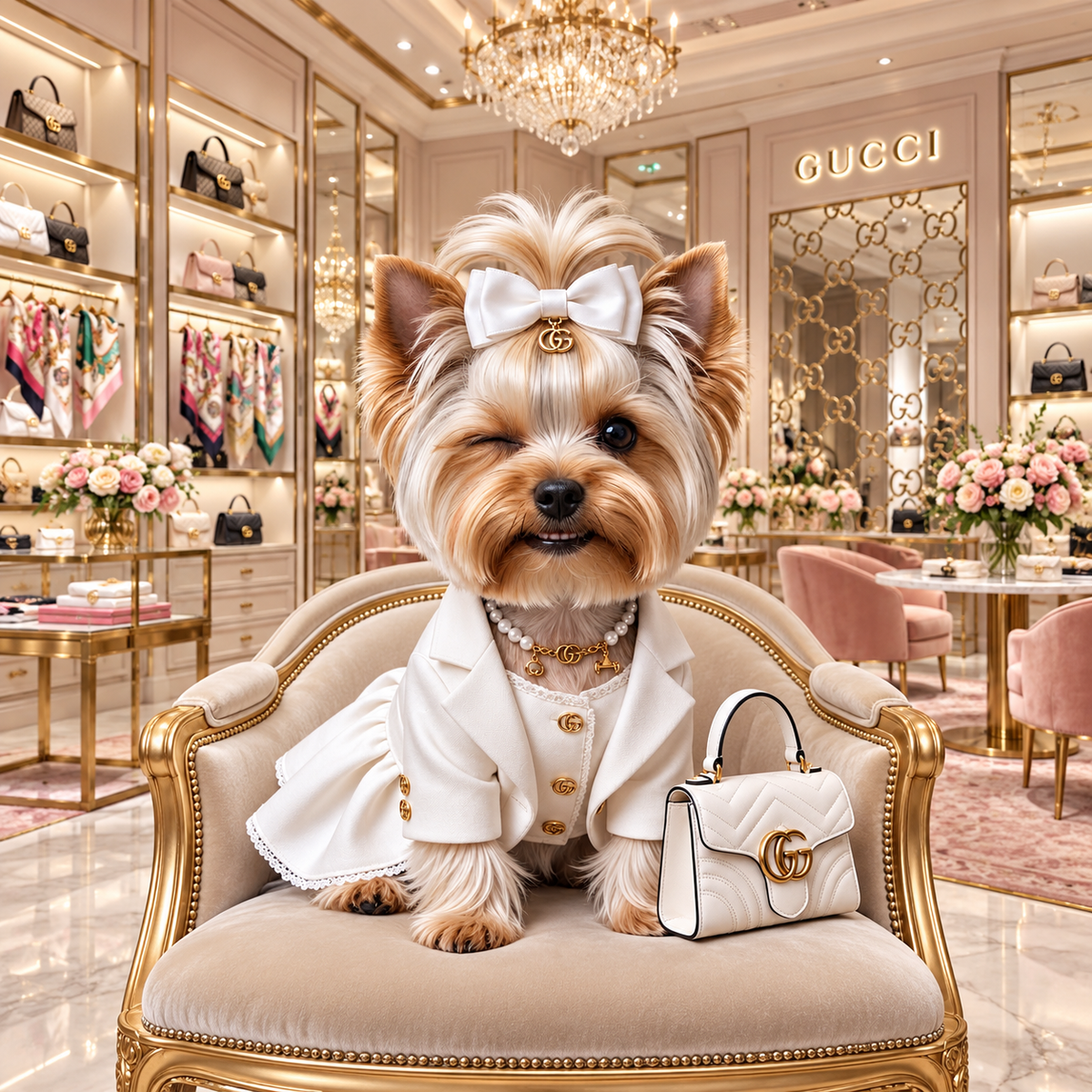 Designer Yorkie Wall Art Set of 3, Glam Yorkshire Terrier Prints,Luxury Dog Mom Gift, Digital Download