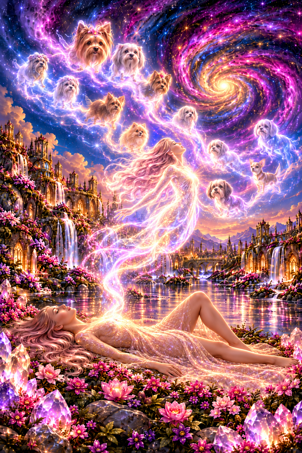Dog Souls Ascending Wall Art Printable, Rainbow Bridge,Dog Heaven Art, Celestial Fantasy Decor, Digital Download