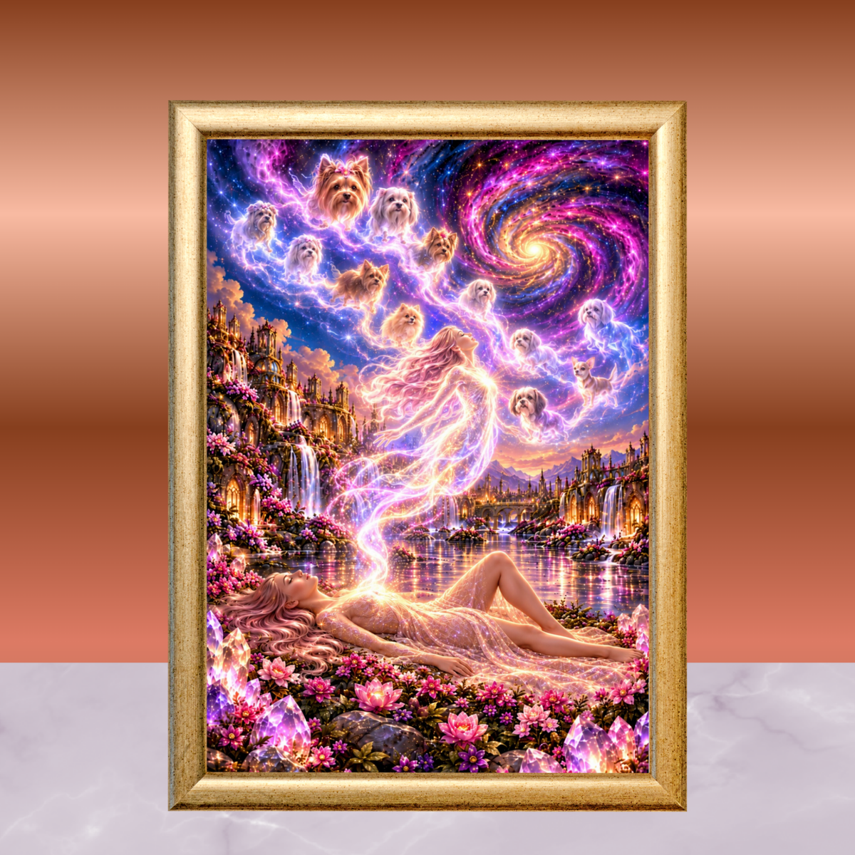 Dog Souls Ascending Wall Art Printable, Rainbow Bridge,Dog Heaven Art, Celestial Fantasy Decor, Digital Download