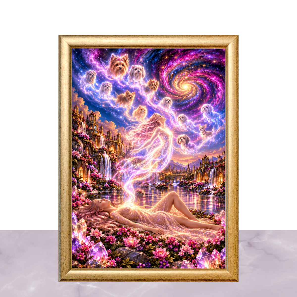Dog Souls Ascending Wall Art Printable, Rainbow Bridge,Dog Heaven Art, Celestial Fantasy Decor, Digital Download