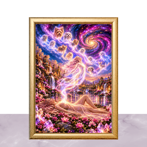 Dog Souls Ascending Wall Art Printable, Rainbow Bridge,Dog Heaven Art, Celestial Fantasy Decor, Digital Download