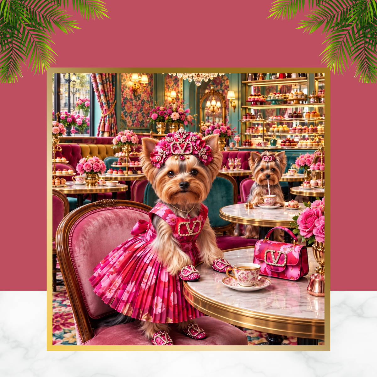 Designer Yorkie Wall Art Set of 3, Glam Yorkshire Terrier Prints,Luxury Dog Mom Gift, Digital Download
