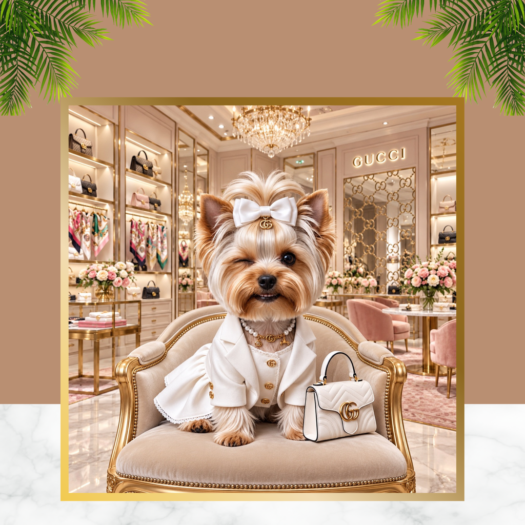 Designer Yorkie Wall Art Set of 3, Glam Yorkshire Terrier Prints,Luxury Dog Mom Gift, Digital Download