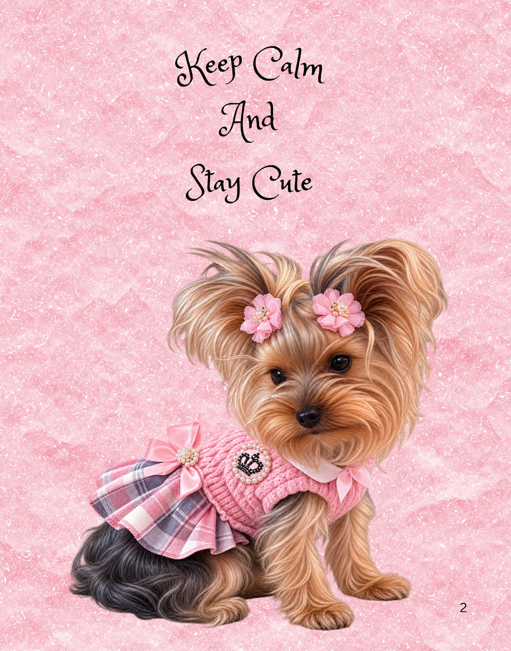 Pink Yorkshire Terrier Printable Wall Art Bundle-4 Designs/Cute Puppy Decor Digital Download