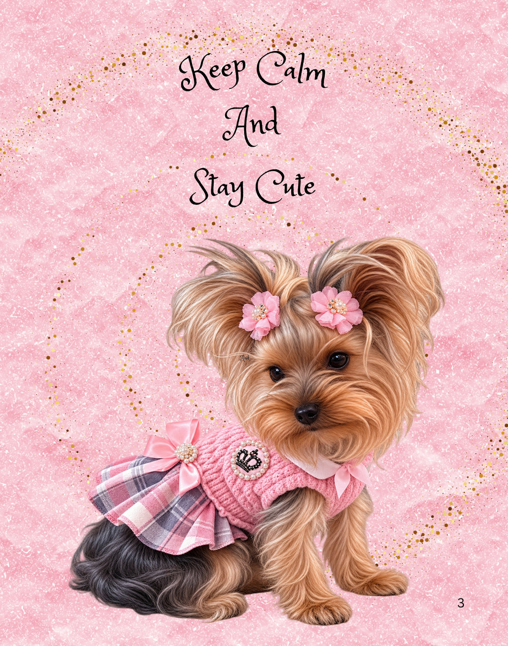 Pink Yorkshire Terrier Printable Wall Art Bundle-4 Designs/Cute Puppy Decor Digital Download