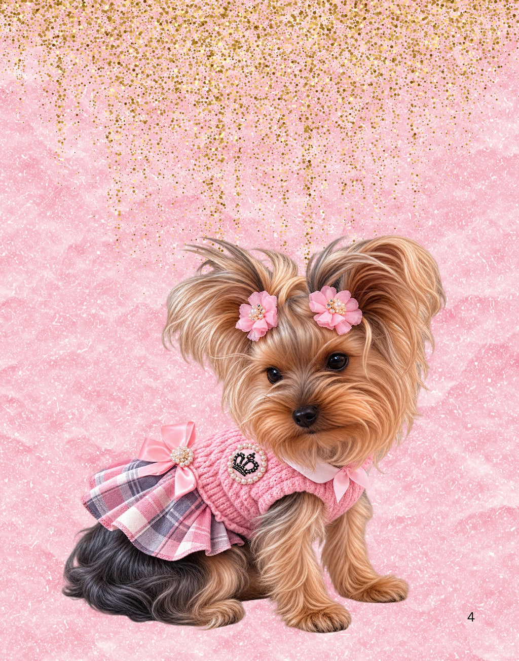 Pink Yorkshire Terrier Printable Wall Art Bundle-4 Designs/Cute Puppy Decor Digital Download
