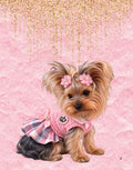 Pink Yorkshire Terrier Printable Wall Art Bundle-4 Designs/Cute Puppy Decor Digital Download